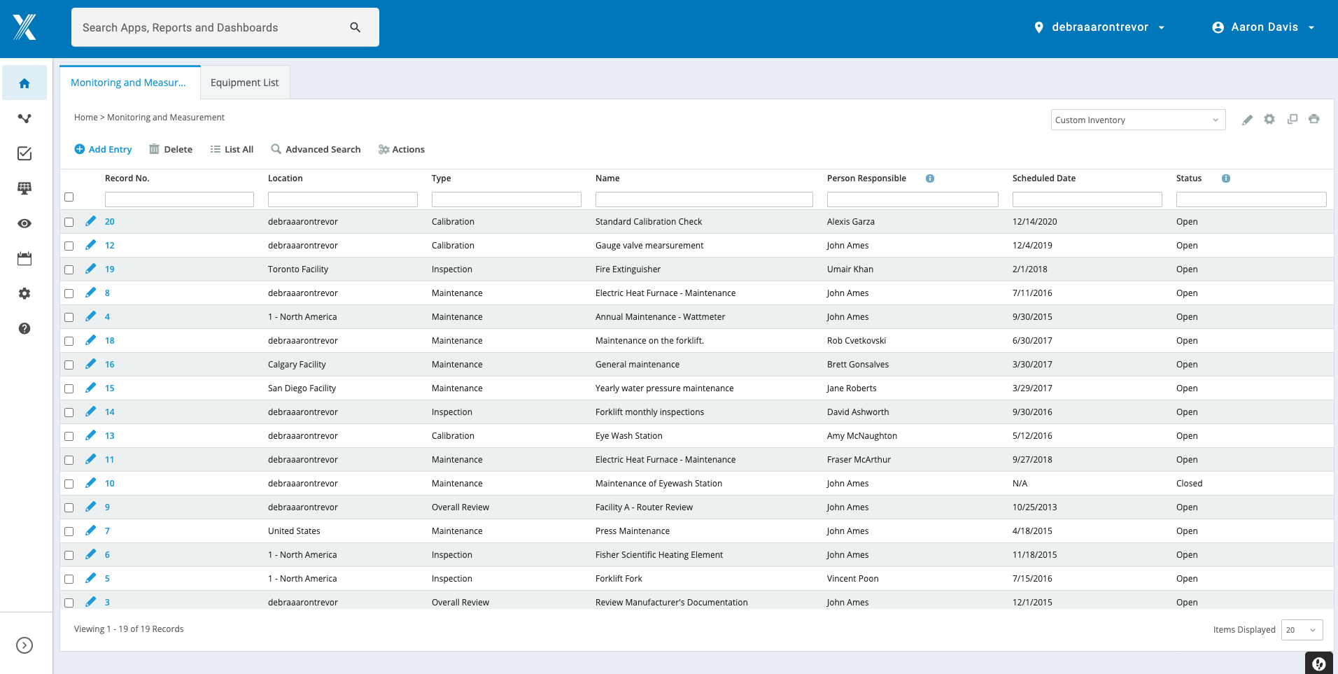 screenshot of Monitoring and Measuring Software